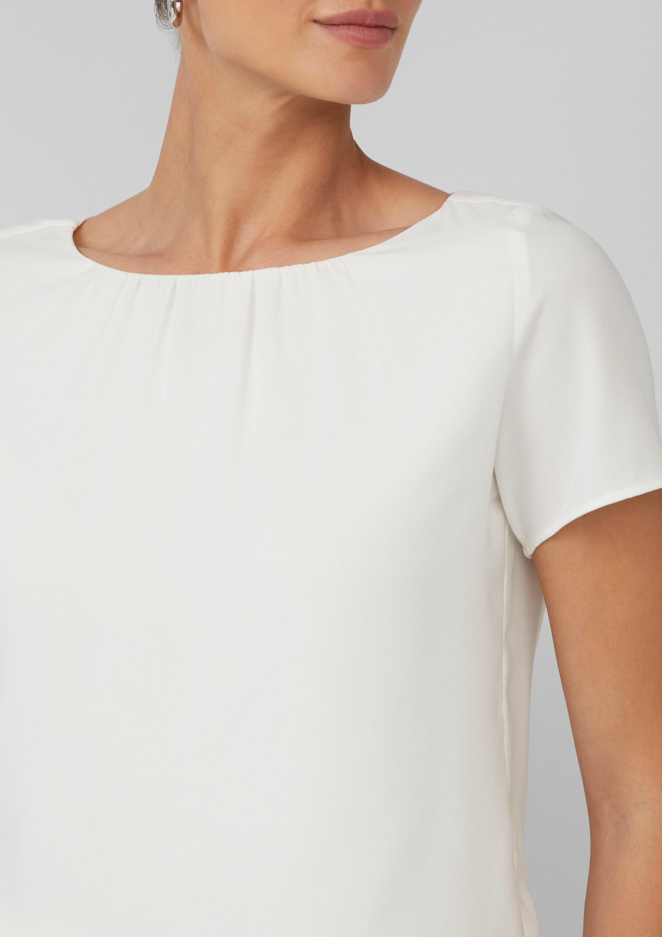 s.Oliver Kurzarmbluse Bluse Bluse mit Viskosefutter und Rundhalsausschnitt