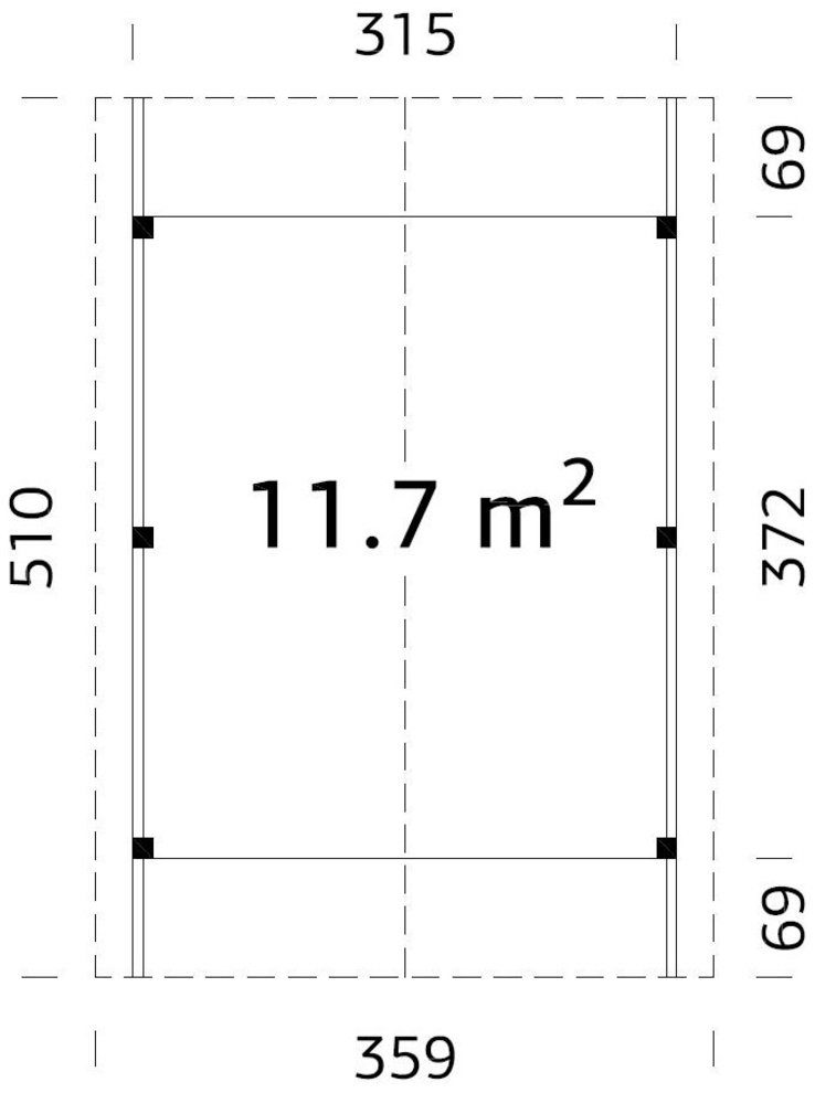 Einzelcarport 359x510 cm Palmako Robert, BxT: