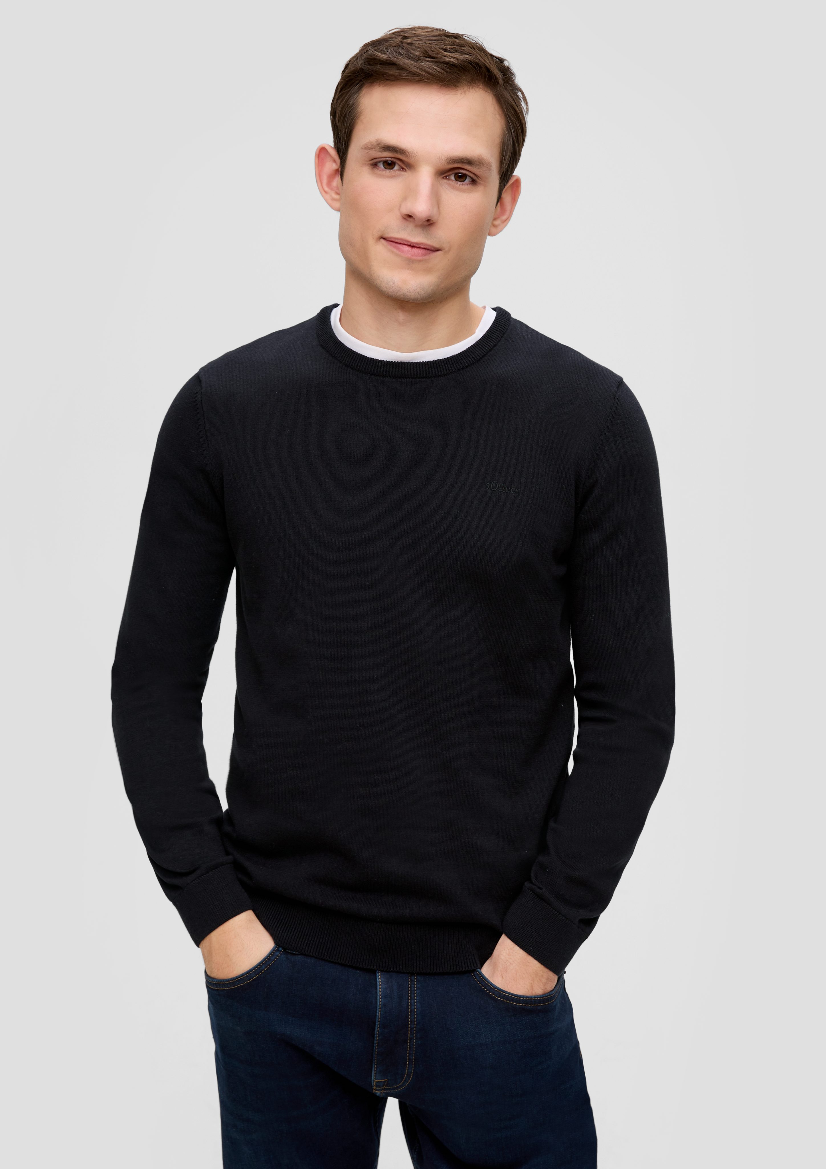 s.Oliver Strickpullover Strickpullover mit Logo-Stickerei Logo günstig online kaufen