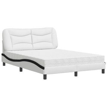 vidaXL Bett Bett mit Matratze Weiß und Schwarz 140x200 cm Kunstleder