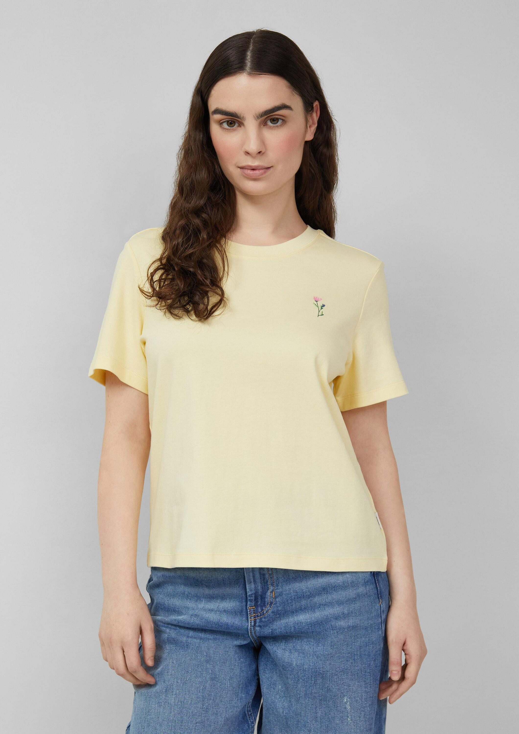 s.Oliver Kurzarmshirt T-Shirt Verkürztes Baumwoll-T-Shirt mit Artwork günstig online kaufen