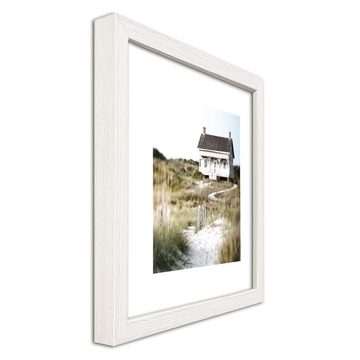 artissimo Bild mit Rahmen Bild gerahmt 30x30cm / Design-Poster inkl. Holz-Rahmen / Wandbild, Landschaften: Strand und Meer II