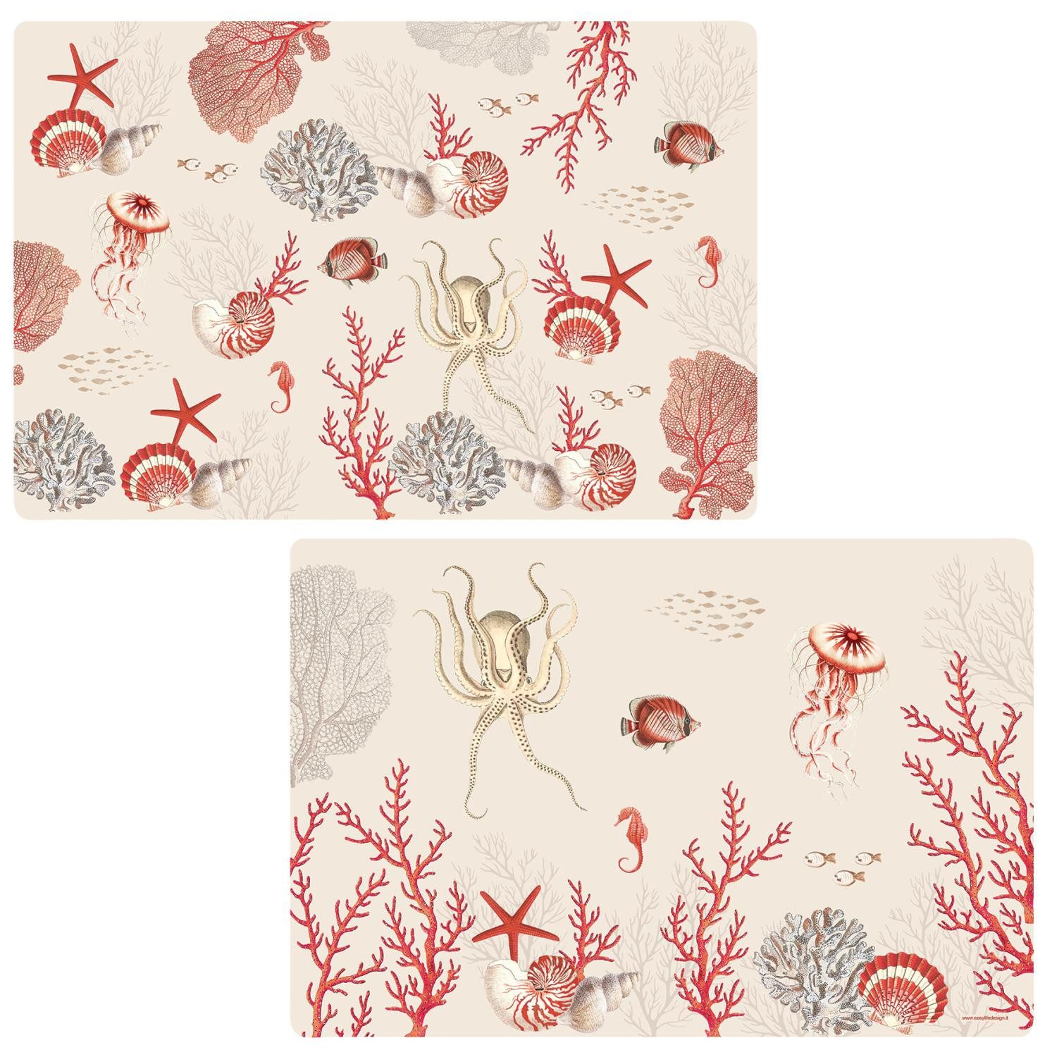 EasyLife Platzset Reef, Spülmaschinengeeignet, Weiß, Motiv: Korallen günstig online kaufen