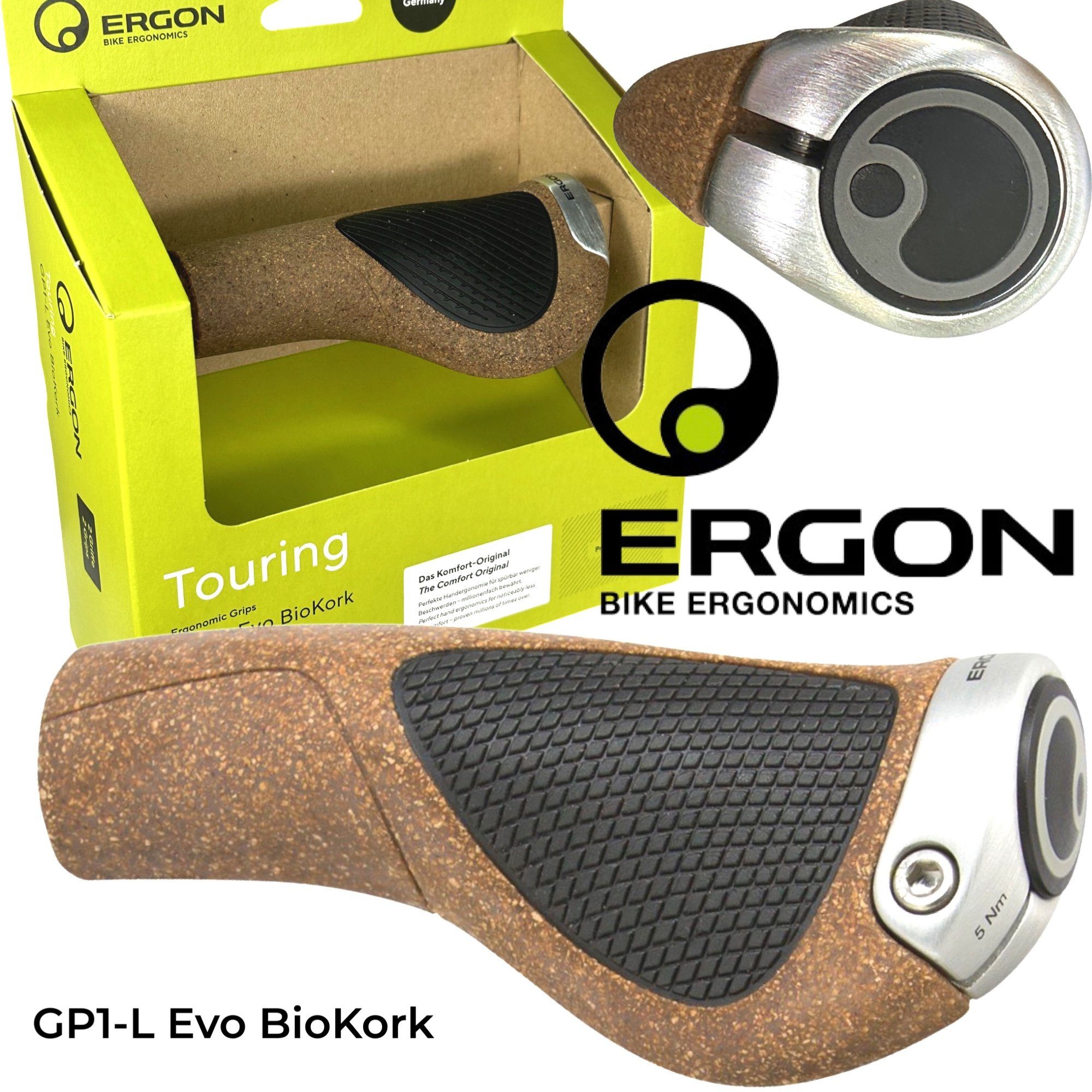 Ergon Fahrradlenker Ergon GP1-L EVO BioKork City Tour Ebike Ergo komfort Fahrrad Griffe