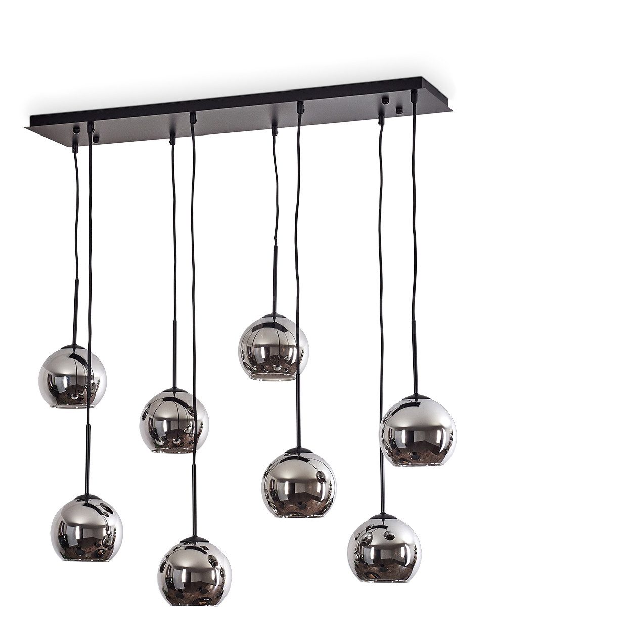 Hängeleuchte Hängelampe aus Metall/Glas in Schwarz/Chromfarben