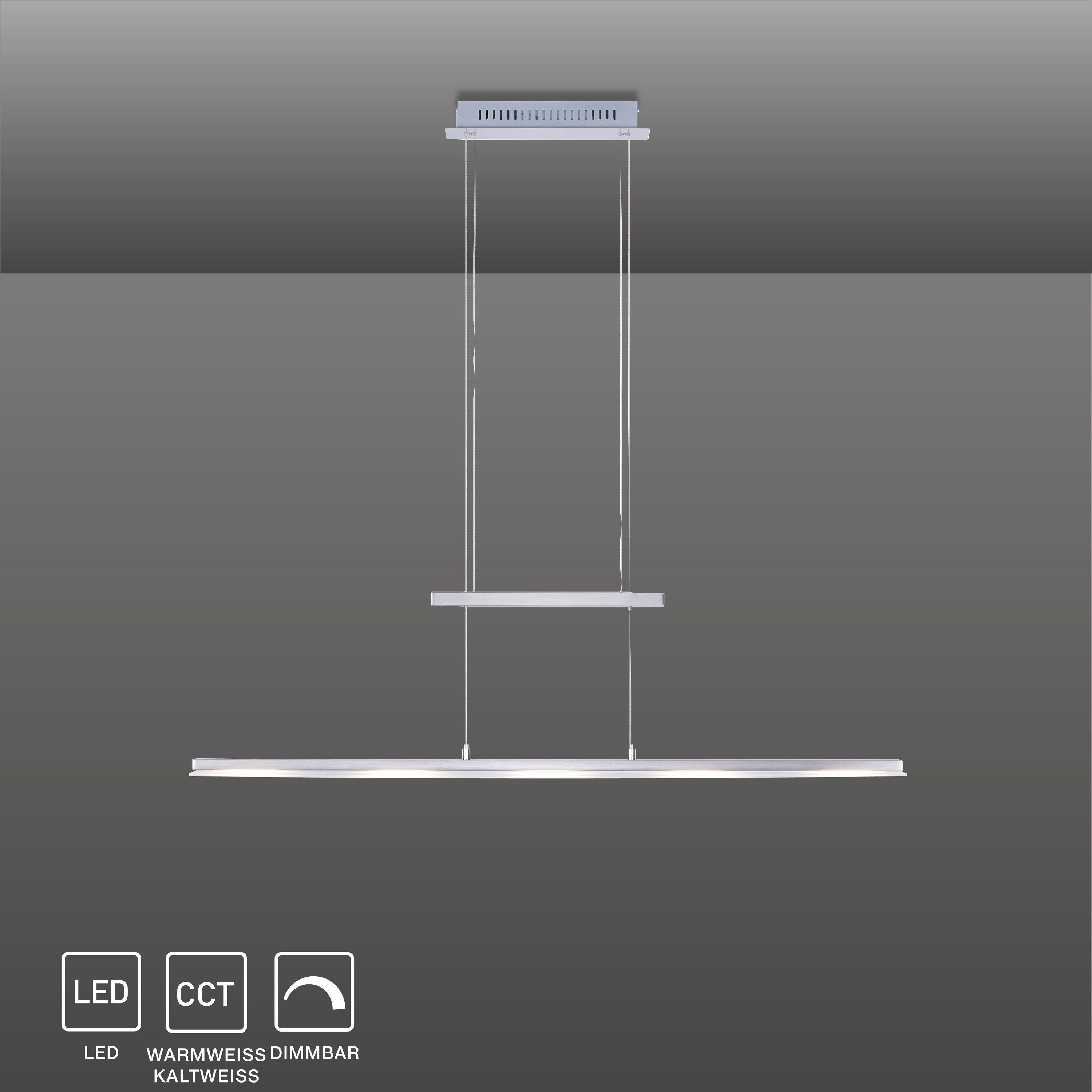 Pendelleuchte schaltbar 130 SellTec Pendelleuchte LED-Board/ silber cm, CCT, LED 4 Sensorschalter 2700-3800-5000 NELE (CCT),dimmbar, Sensordimmer, Memory-Funktion, Farbtemperatursteuerung kaltweiß LED Kelvin, höhenverstellbar, über Watt, dimmbar, 6x warmweiß,