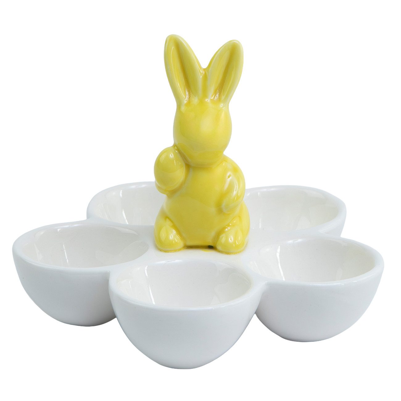 Geda Labels GmbH Eierkorb Bunny gelb, Keramik, (1-tlg), Gelb, 14x14x12, Hasenfigur als Griff