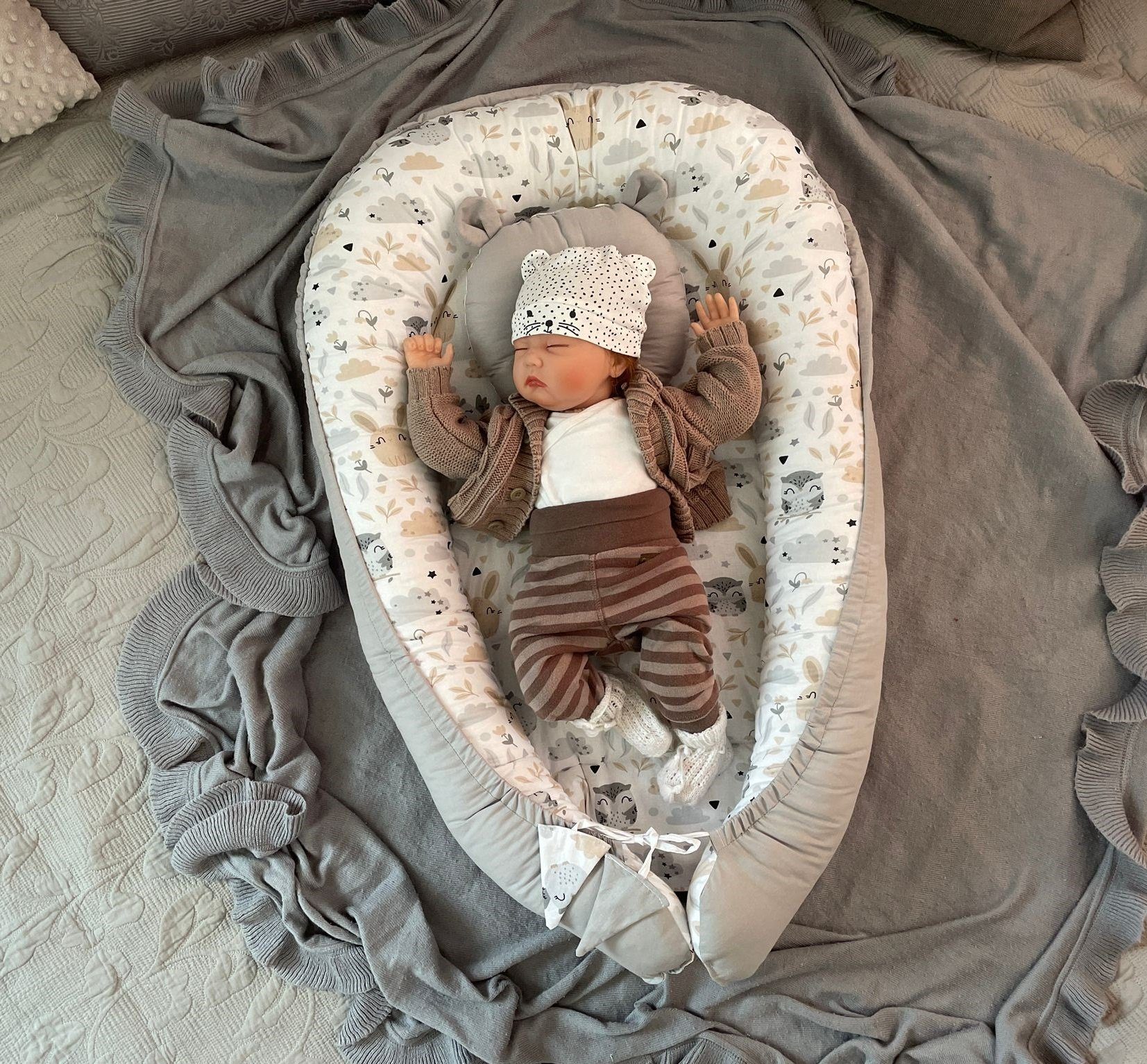 Loolay Bettnestchen BIO BAUMWOLLE BABYNEST Babykokon Neugeborene Babyaustat günstig online kaufen