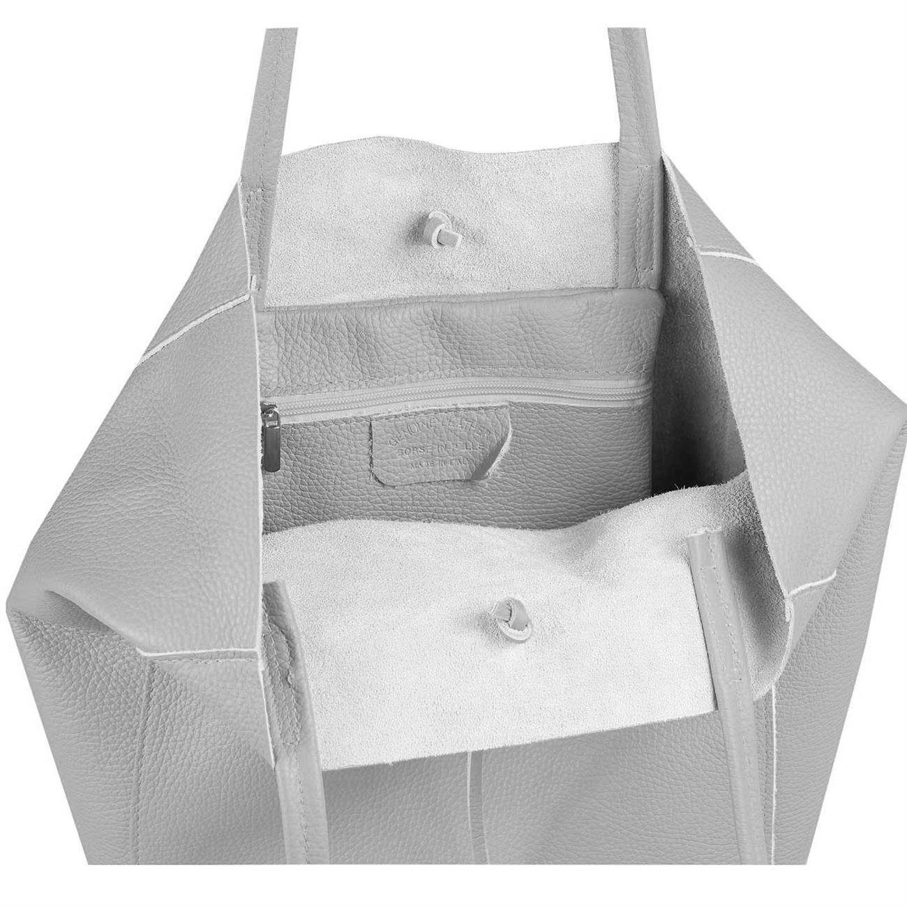 ITALYSHOP24 Schultertasche Made in Italy Damen Premium Leder SHOPPER Tasche HOBO Umhängetasche, Echtleder Business Bag leicht groß klassisch sicher geräumig Beutel