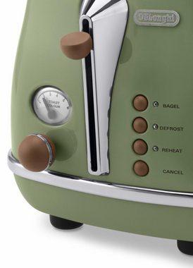 De'Longhi Toaster Incona Vintage »CTOV 2103.BG«, 2 kurze Schlitze, 900 W, im Retro Look, grün