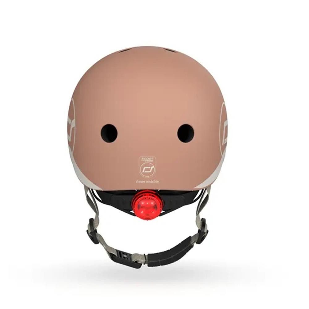 Scoot and Ride Kinderhelm Größe XXS-S Mocha - Schutzhelm, mit LED-Sicherheitslicht, in Braun – Bild 2 von 4