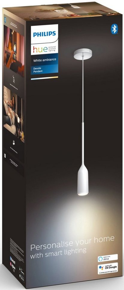 Philips Hue LED Pendelleuchte Devote, Dimmfunktion, Leuchtmittel wechselbar,  Warmweiß