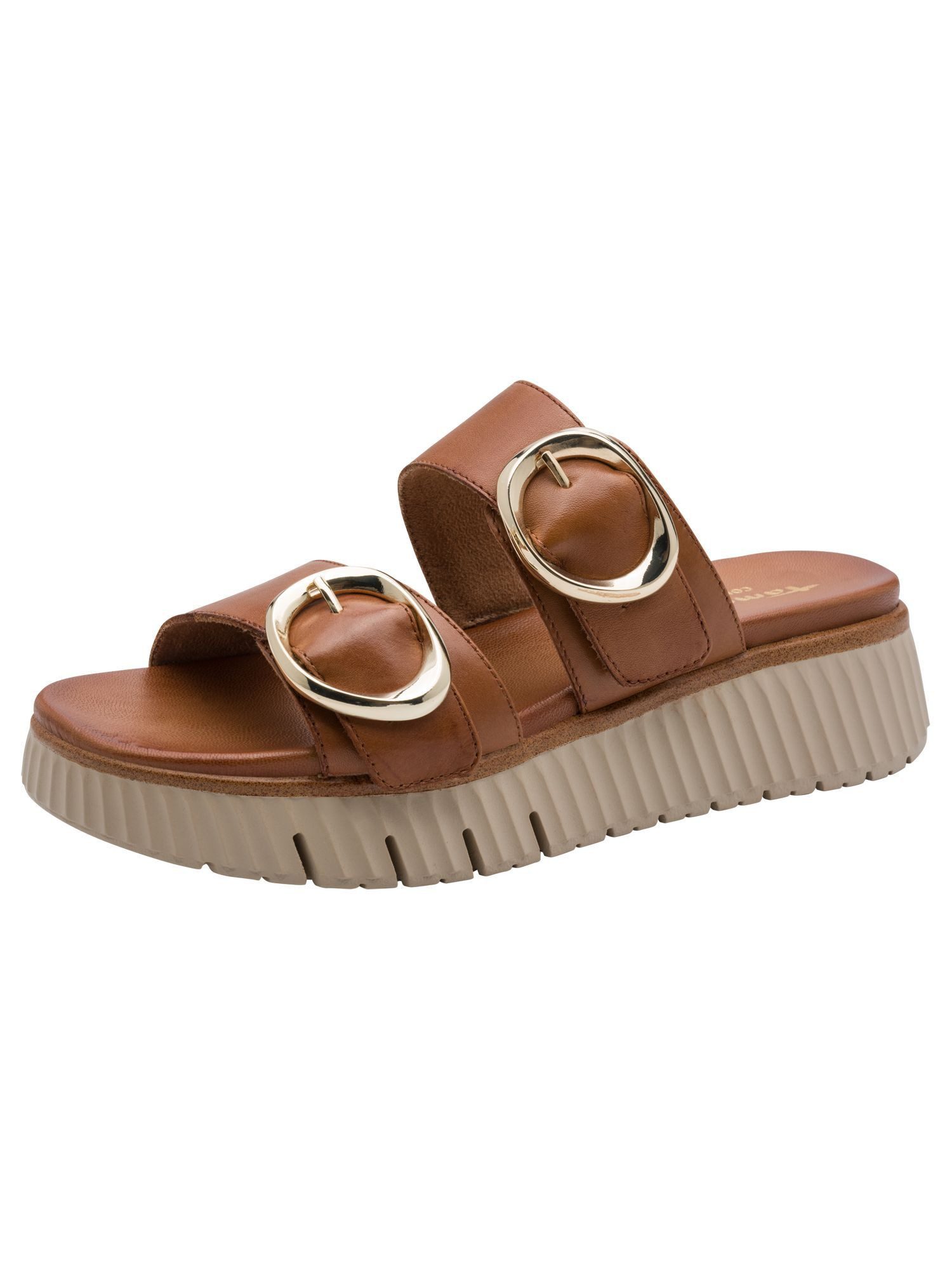 Tamaris WIDE FIT MultiAdjustable, comfortFit aus Leder Keilpantolette MultiAdjustable