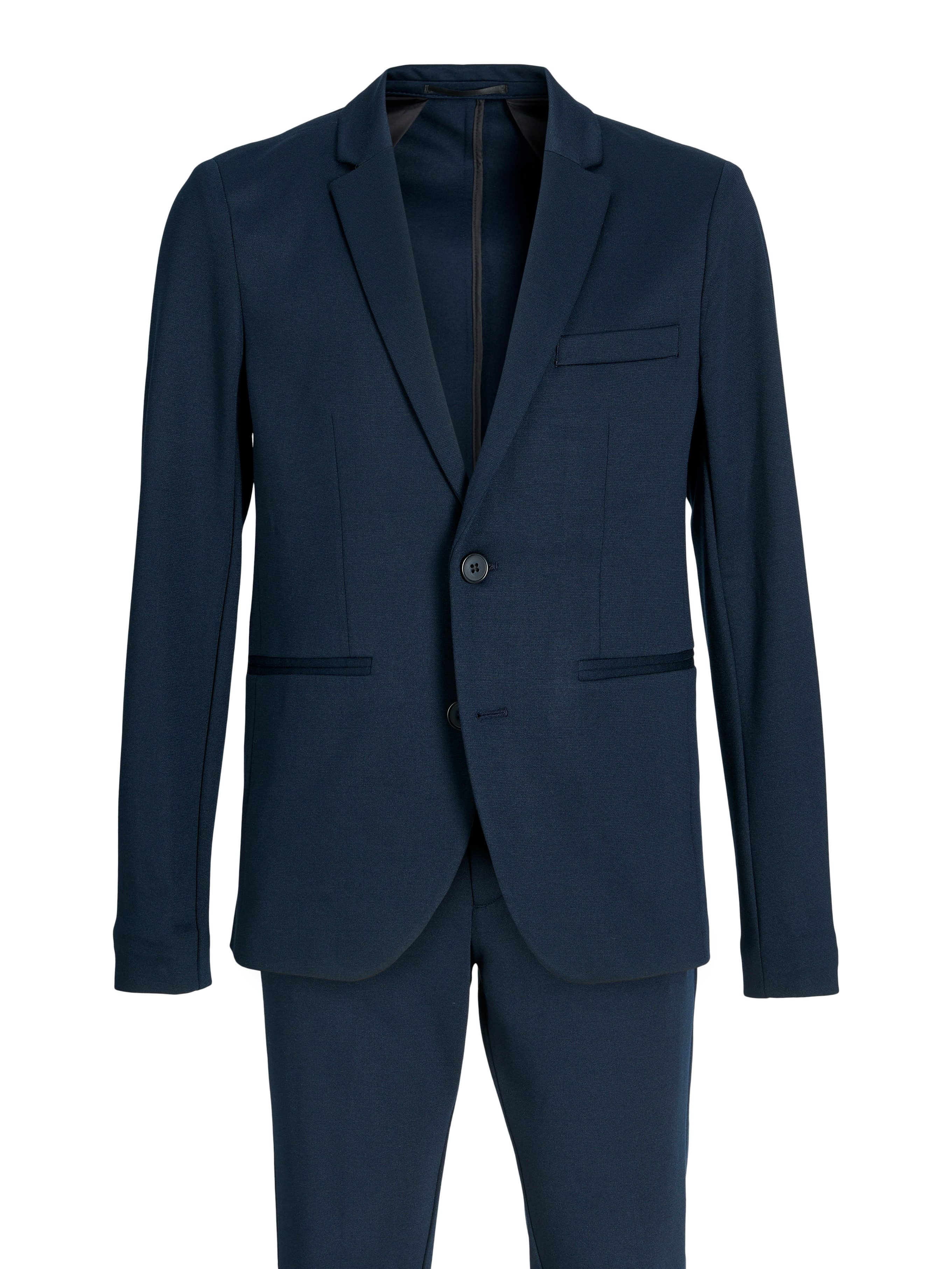 Jack & Jones Junior Anzug JJEJAXON sorgt für stylischen Look mit optimaler Passform (Set, 2-tlg) unifarben, modisch, slim fit, Jersey, Reverskragen – Bild 4 von 5