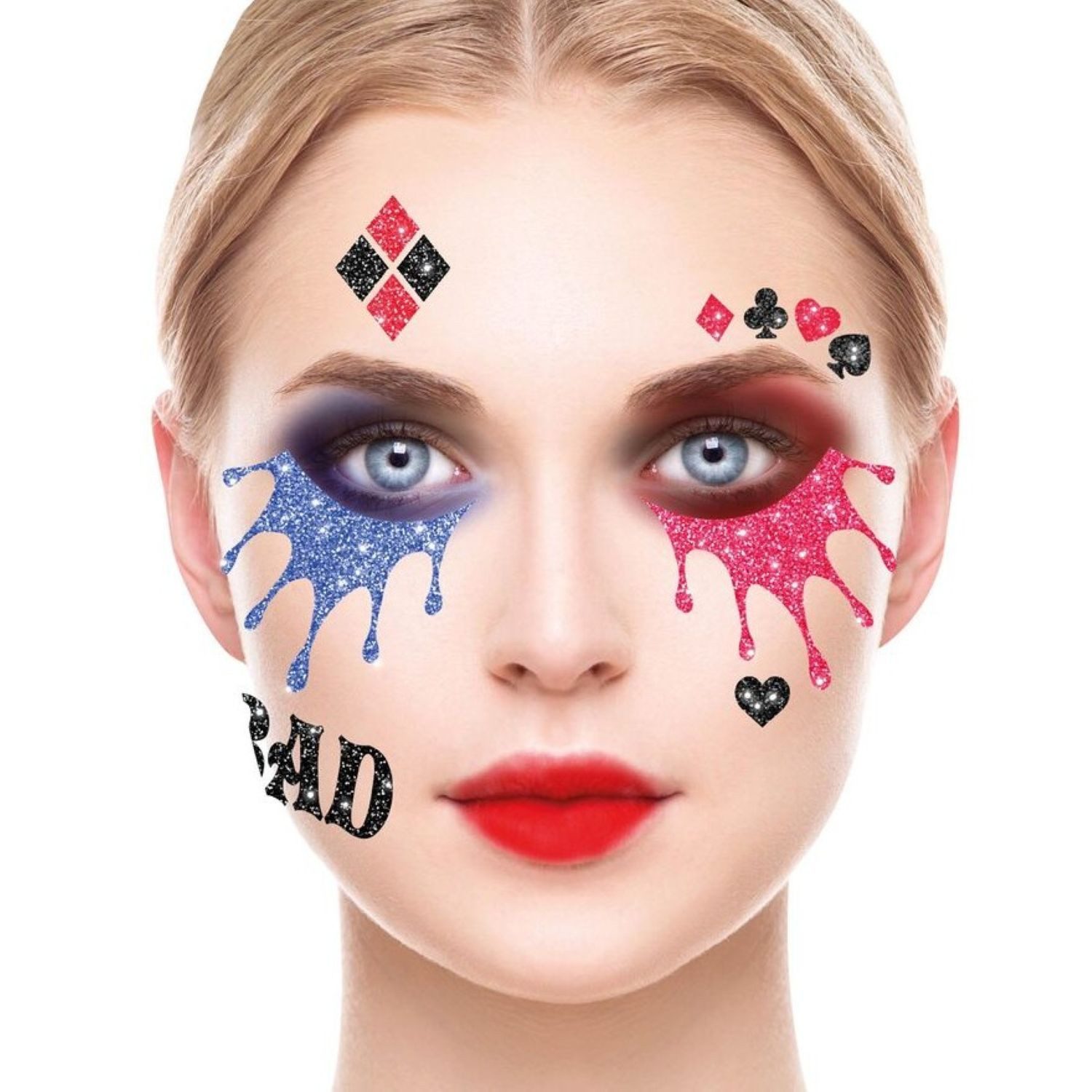 Fiestas Guirca Strass-Tattoo Face Art Glitzer Tattoo Sticker 20x20cm 'Crazy Har