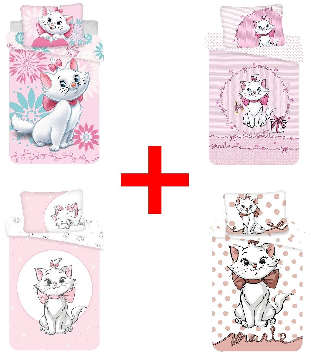 Disney Kinderbettwäsche Disney Marie Aristocats, 4 x Комплекты постельного белья 100x135cm Katzen, Renforcé, 2 teilig