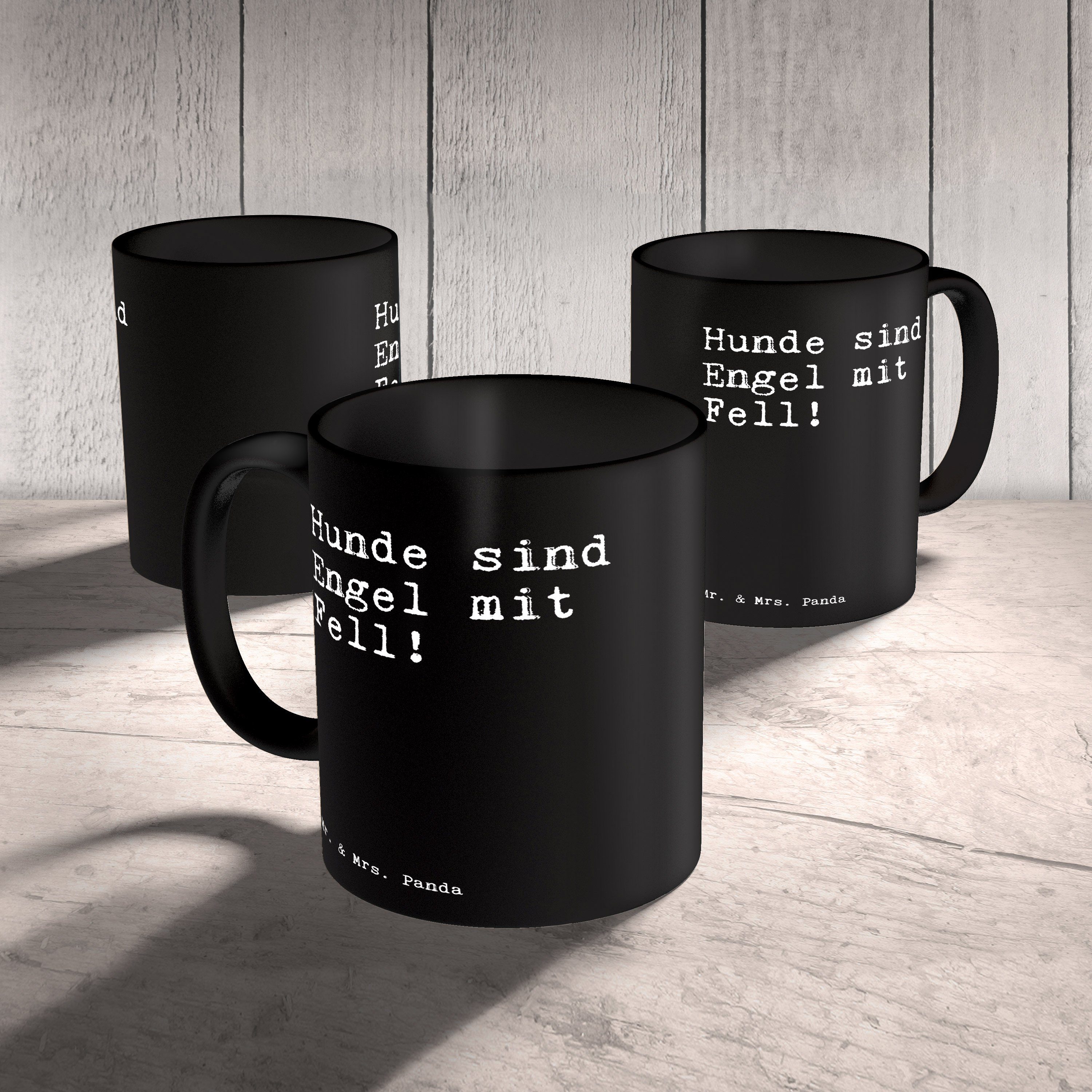 mit... Tasse sind Schwarz Kaffeet, & Hunde Haustier, Engel Mrs. Mr. Büro, Geschenk, Panda - Schwarz - Keramik