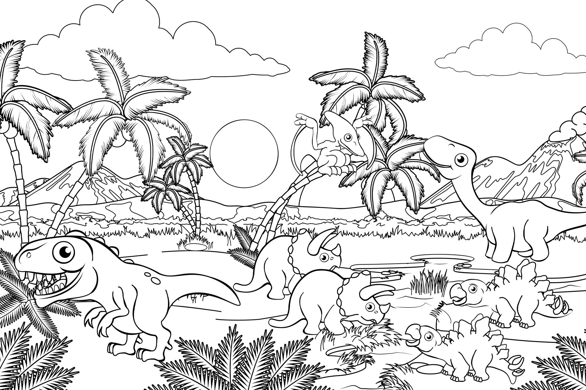 queence Bild Dinosaurier und Palmen, Baum, Baumbilder, Blätter, Bäume, Dinosaurier, Figuren, Mädchen, Märchenbilder, klassische Fantasie (1 St), DIY Wandbild aus Dibond