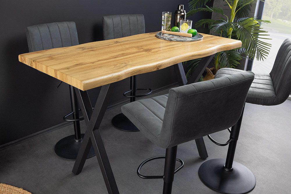 riess-ambiente Bartisch WILD 120cm braun/schwarz - Wildeichen-Design, X-Gestell, 4cm Baumkante (Einzelartikel, 1-St), Metall-Gestell & Industrial-Design - ideal – Bild 4 von 5