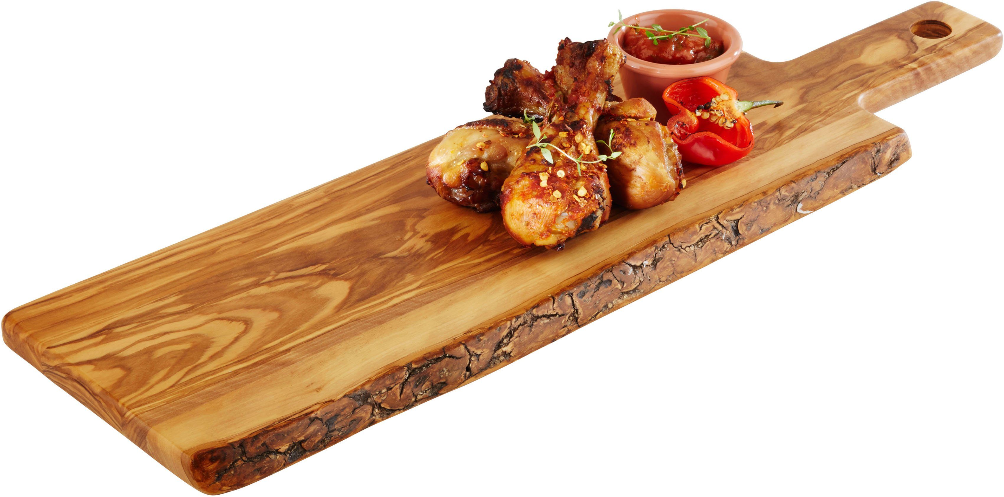 APS Servierbrett OLIVE, Massivholz, Naturprodukt, jedes Stück ein Unikat, 51x15 cm