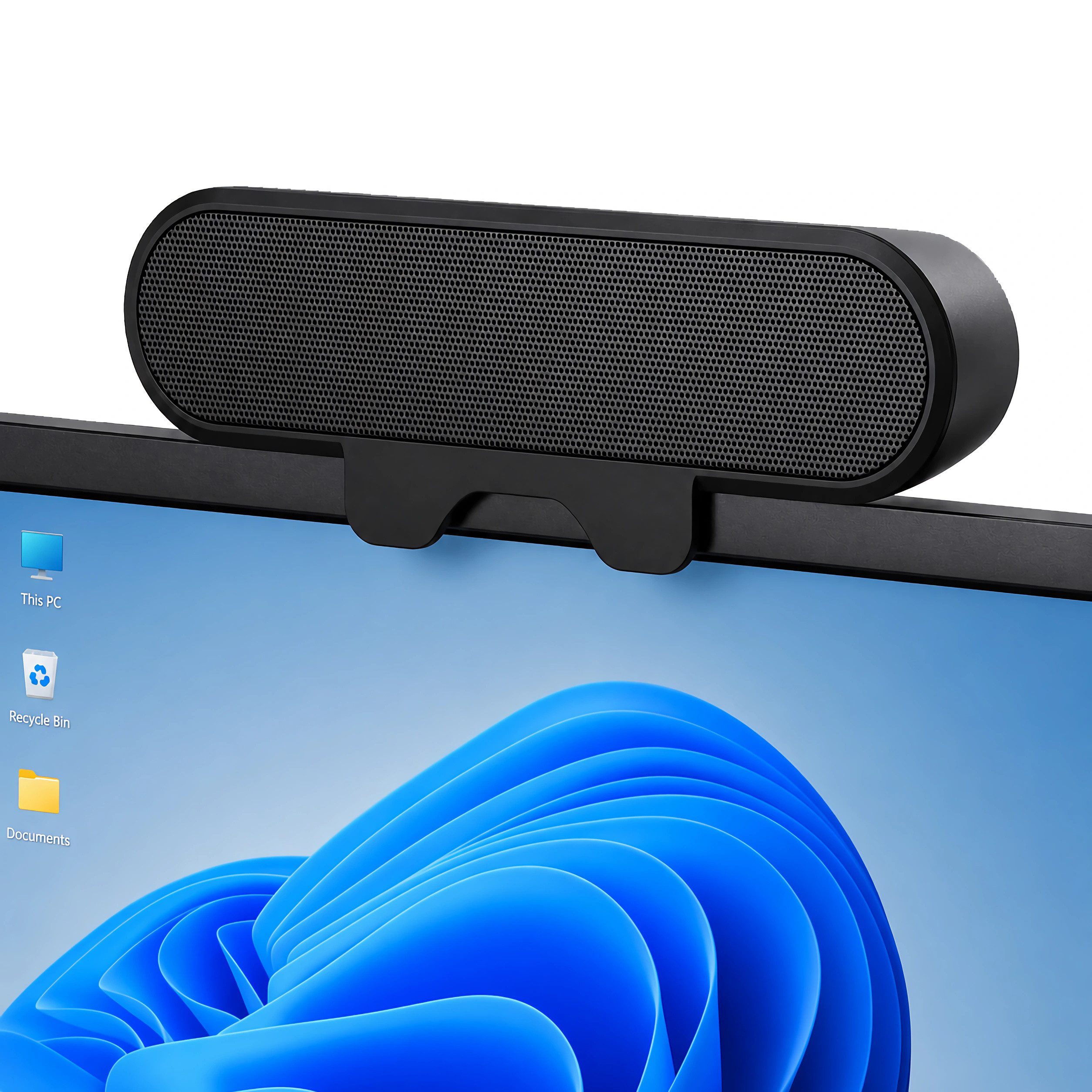 Bolwins P42C PC Lautsprecher mit Monitor Clip, USB Soundbar 10W für Laptop PC-Lautsprecher nicht relevant (nicht relevant, 10 W, Monitor-Clip mit Silikonschutz, 10W Stereo-Sound, Plug & Play)