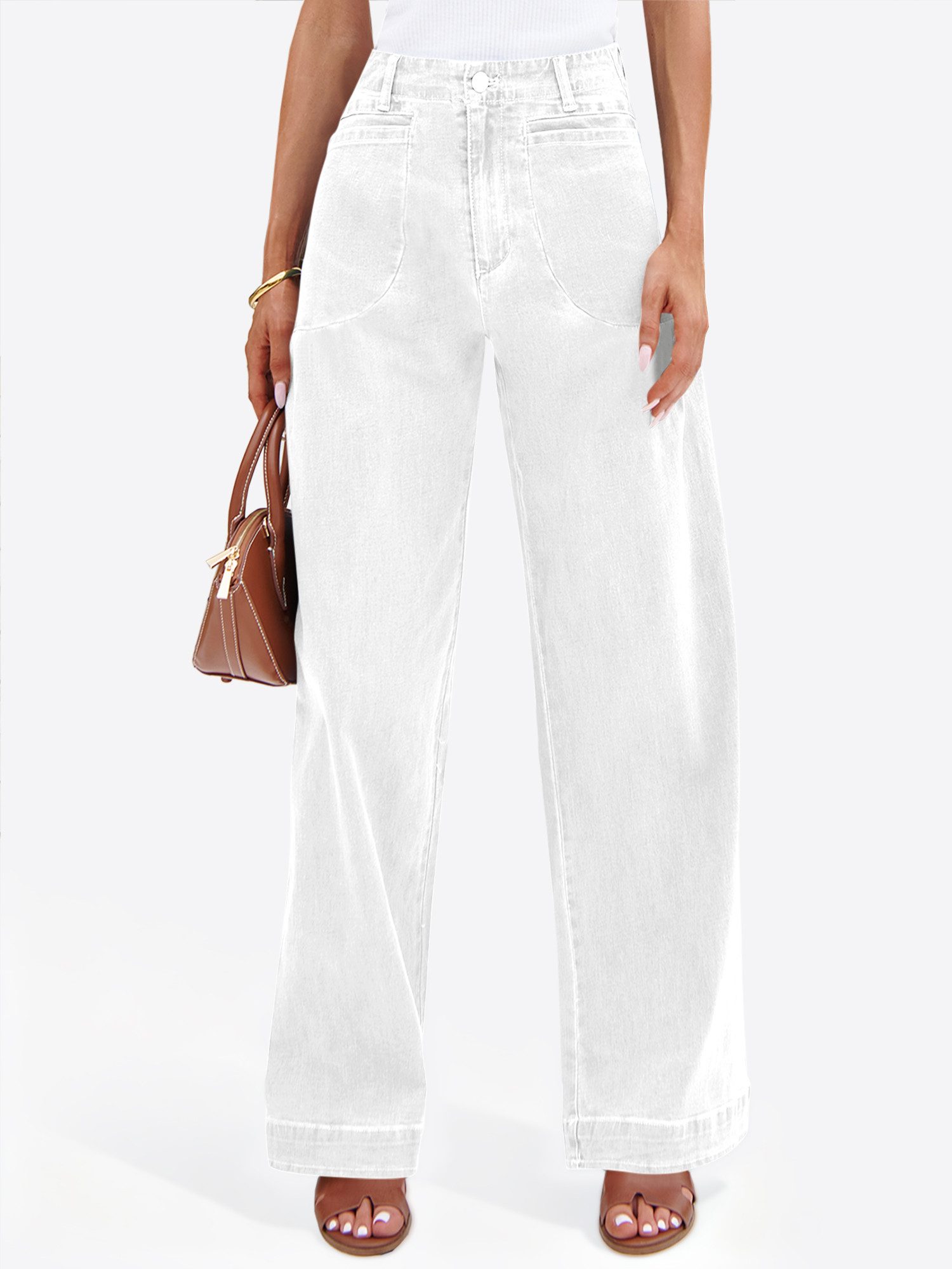 Imily Bela Loose-fit-Jeans Damen Hohe Taille gerade Jeans (Packung, 1-tlg., 1per-Pack) 4-Pocket Style