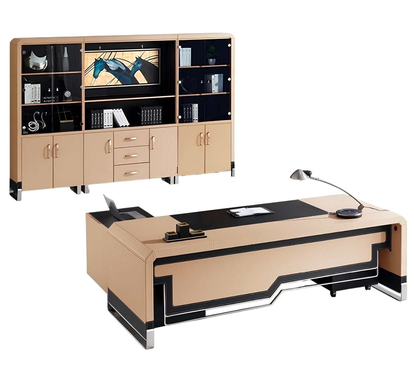 Büromöbel-Set Büromöbel Set Aktenschrank moderne Möbel Tisch Schrank Beige