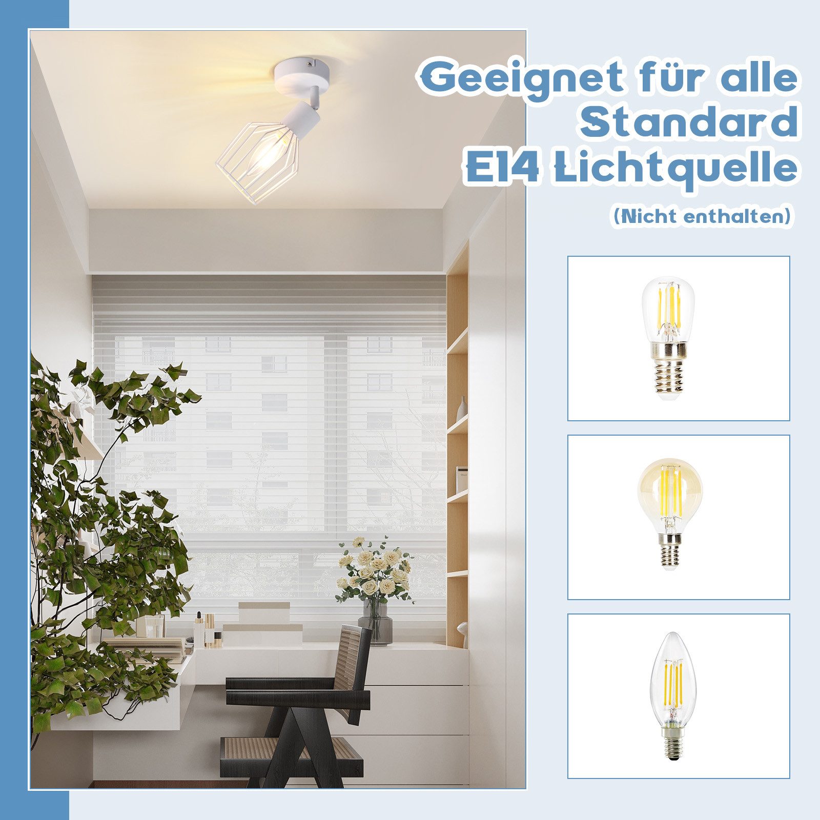 Nettlife Deckenstrahler Vintage Schwarz/Weiß 1/2/3/4/6 Flamming E14 industr günstig online kaufen