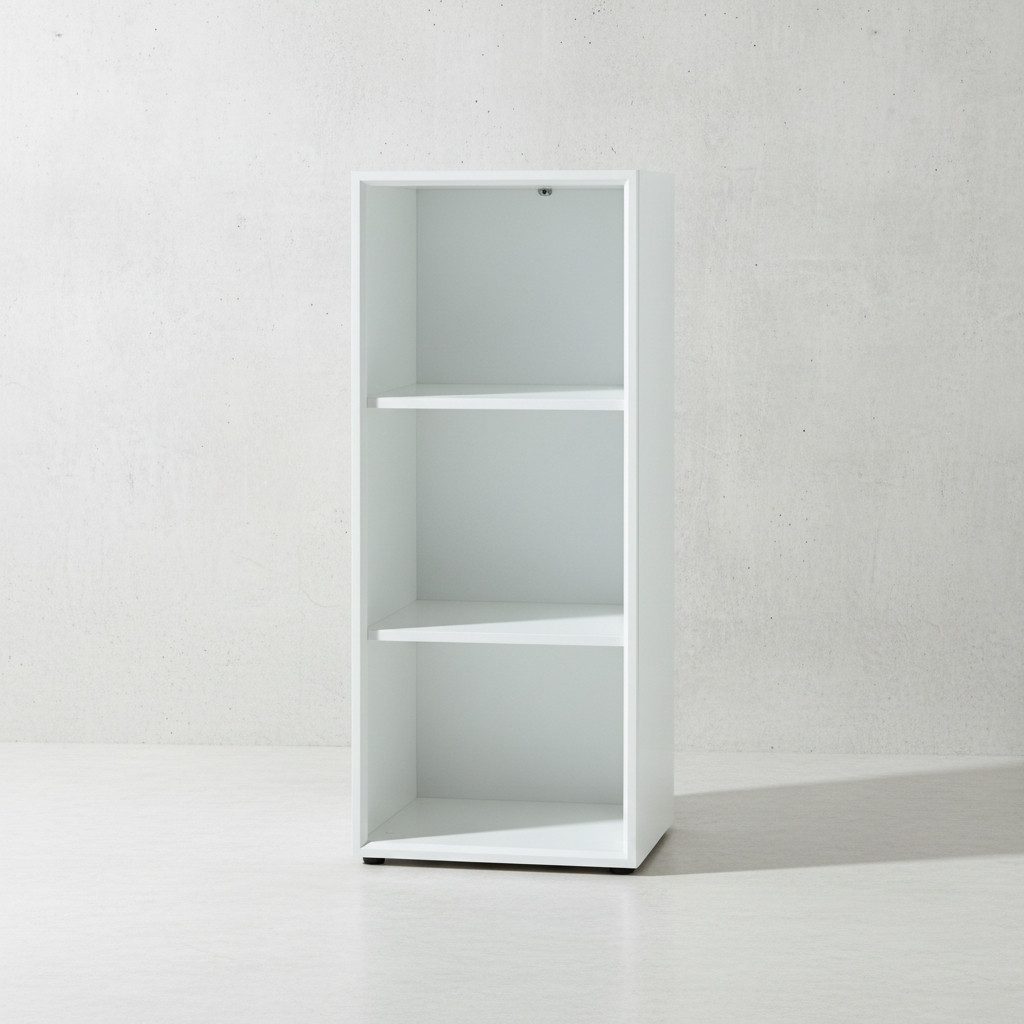 KADIMA DESIGN Aktenregal Aktenregal "Muenchen" 3 Ordnerhöhen & Glasauflage (Oben) Büroregal, 50x37x120cm, Büromöbel Modern, Home Office Arbeitszimmer Büro, Stauraum 3 offene Fächer, Belastbarkeit 22kg/Boden, Made in Germany