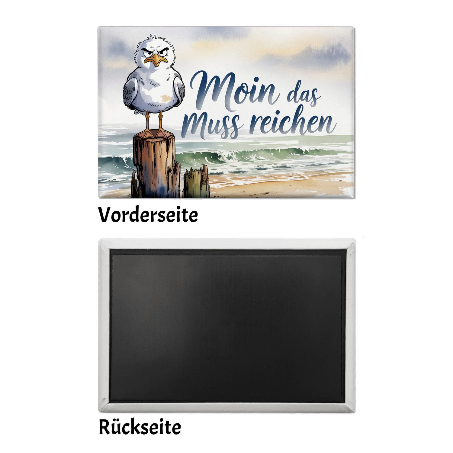 speecheese Magnet Möwe Aquarell Moin Spruch Souvenir Souvenir Magnet – Bild 2 von 2