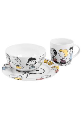 United Labels® Frühstücks-Geschirrset Snoopy Geschirr Set 3-tlg - Family, Porzellan
