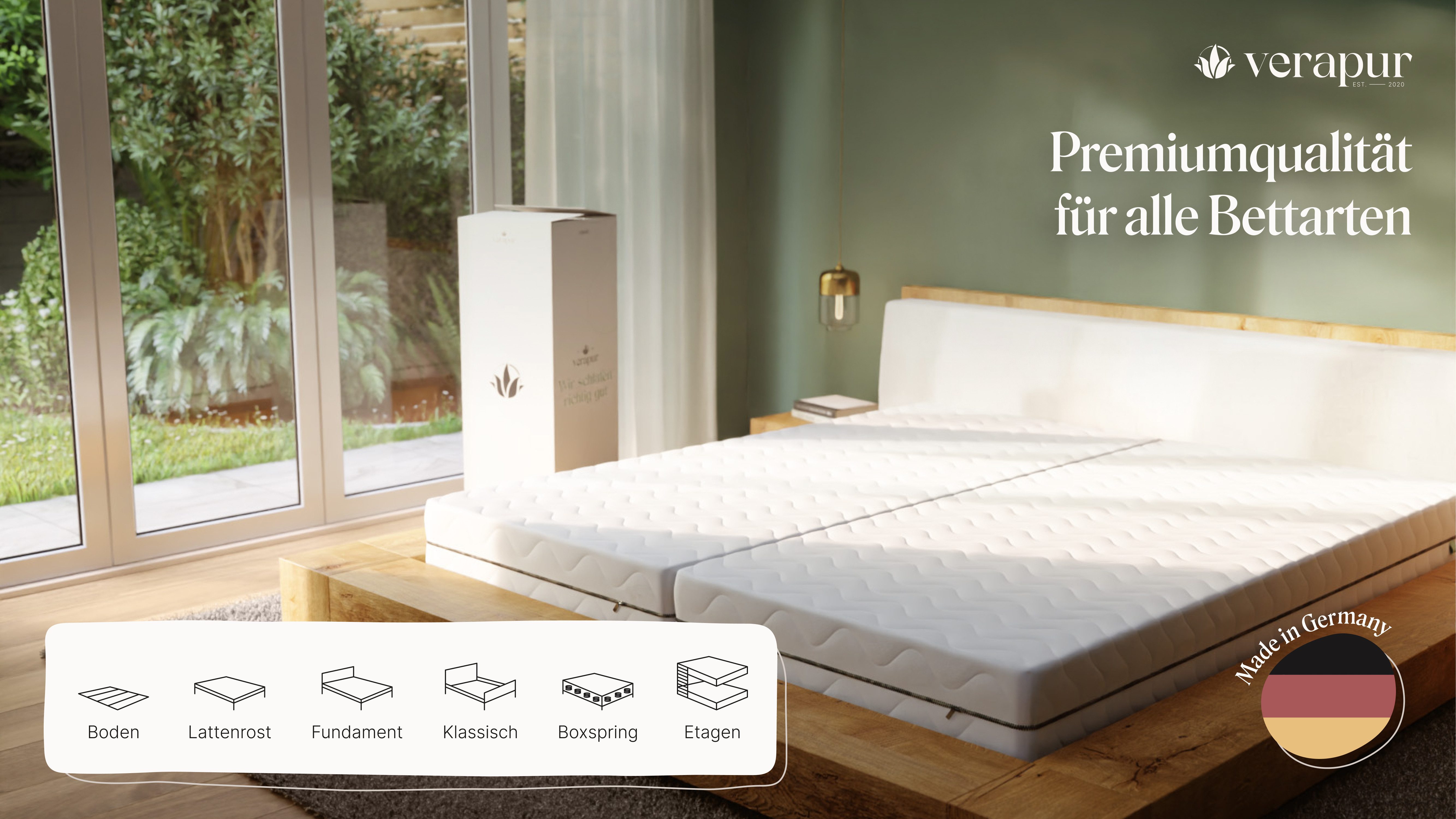 Taschenfederkernmatratze Classic (H2 oder H3 - 60 bis 110 KG), verapur, 21 cm hoch, 7 Zonen Matratze