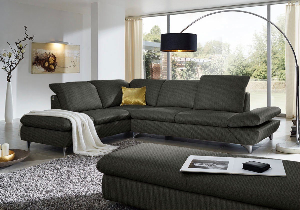W.SCHILLIG Ecksofa Taoo, elegant und zeitlos, bequem, L-Form, Breite 296cm, mit Sitziefenverstellung & Kopfteilverstellung