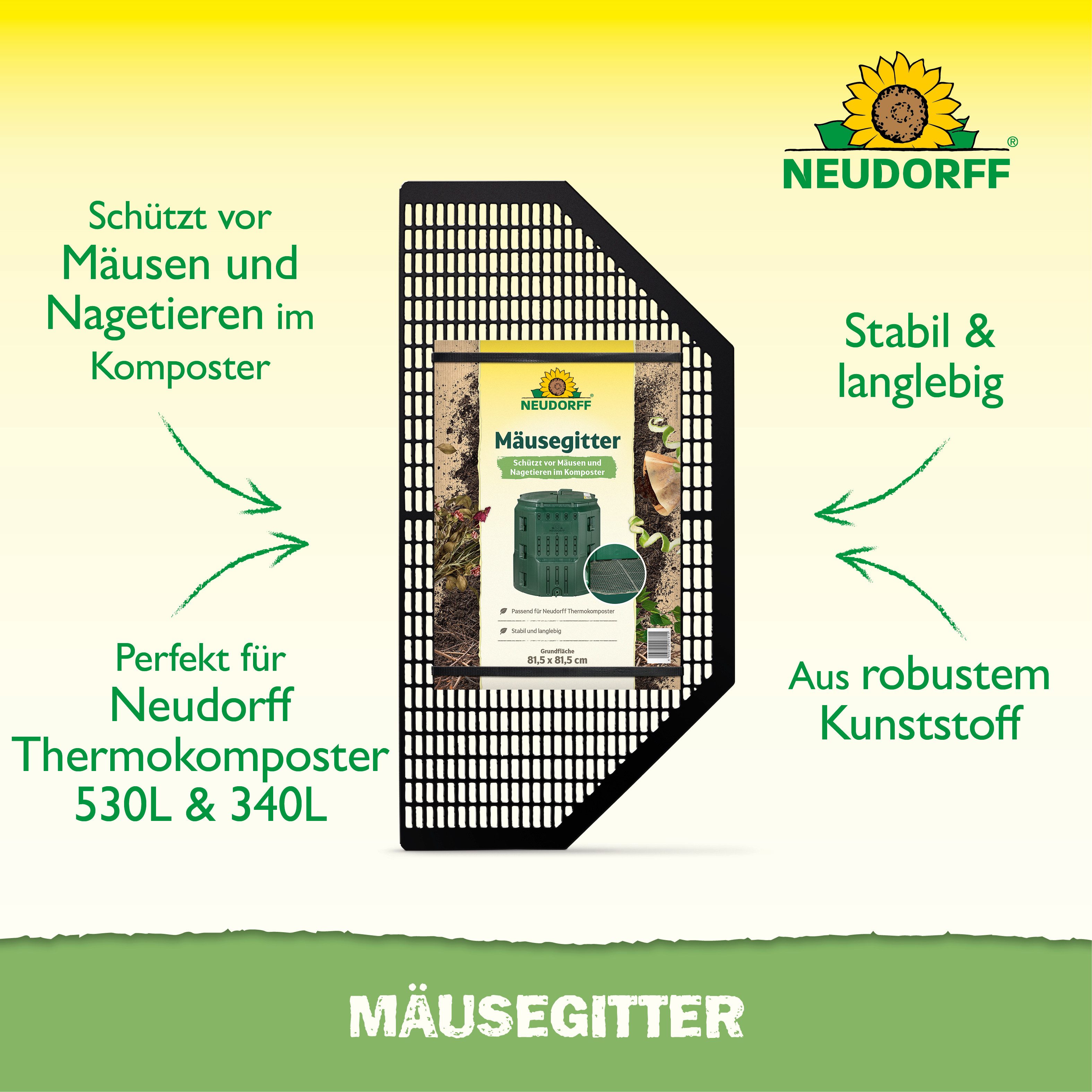 Neudorff Mäusegitter für den Neudorff Thermokomposter, Mechanischer Schutz für den Bodenbereich des Komposters, Grundfläche 81,5 x 81,5 cm, Stabiles Bodengitter – Bild 2 von 5