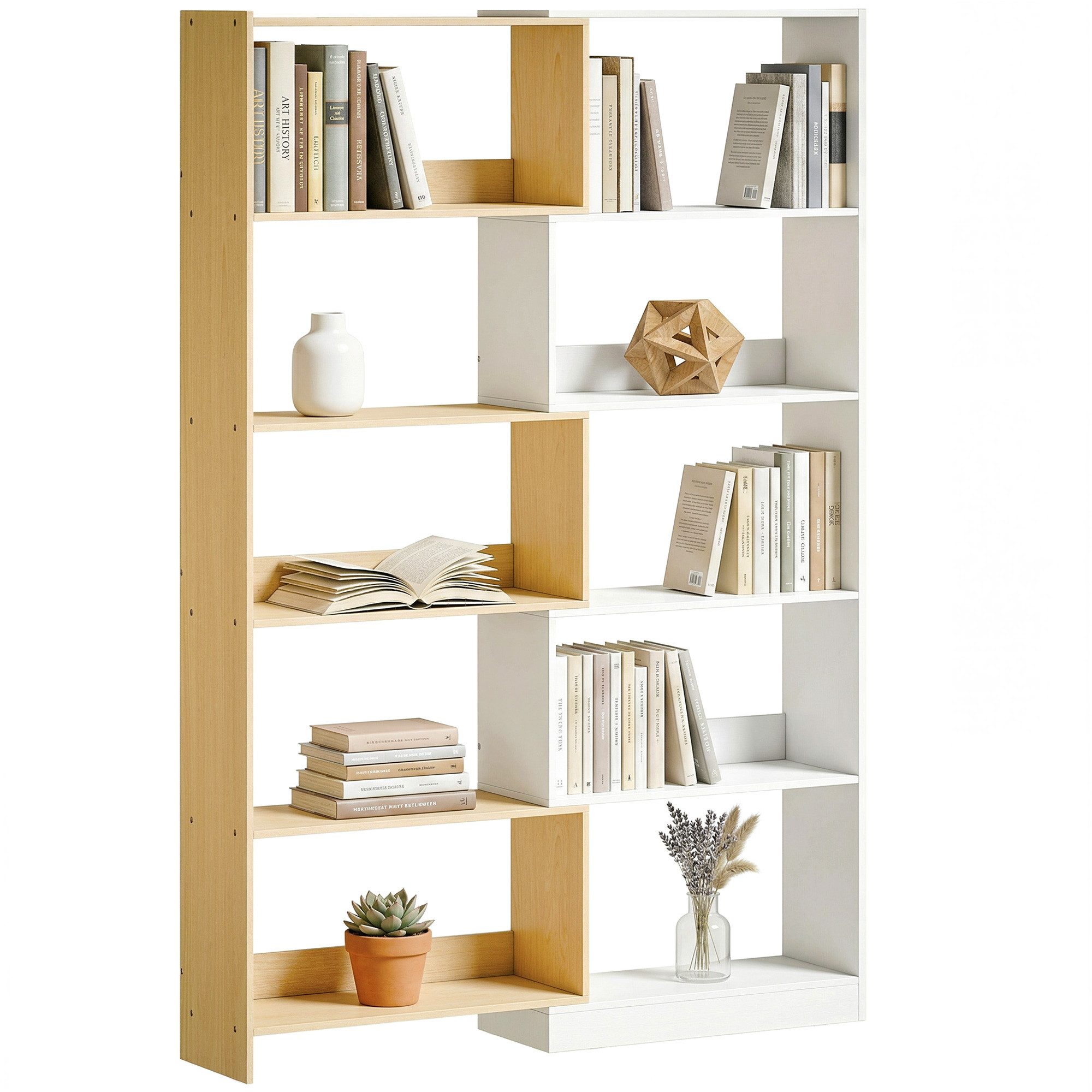 MC Star Bücherregal Drehbares Eckregal (350) mit 5 Ablagen, ausziehbares, L-förmiges Regal, 60–111 x 24 x 164 cm, Eiche