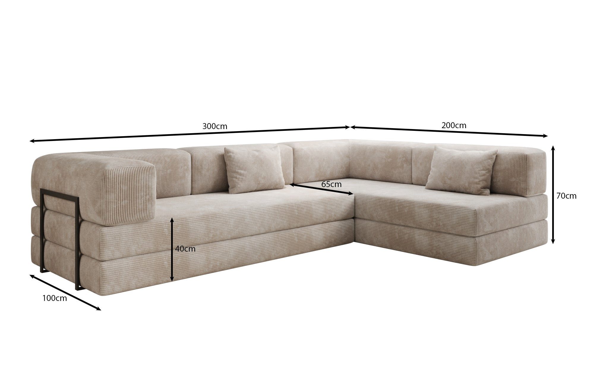 Luxusbetten24 Schlafsofa Designer Sofa Lazy L, mit Aufklappfunktion und Cordbezug