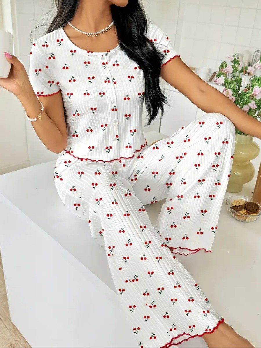 Elegant Love Pyjama Gemütlicher Damen-Schlafanzug mit Blumenmuster – Lounge günstig online kaufen