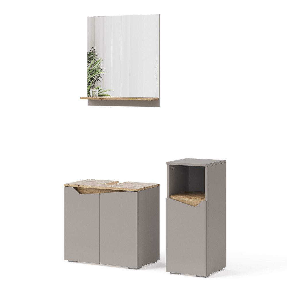 Vicco Badmöbel-Set Marelle, Greige/Artisan-Eiche, 3 Teile, günstig online kaufen