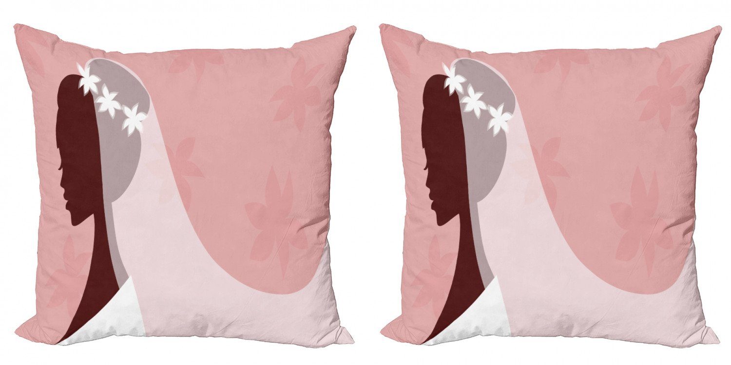 Accent Braut Stück), Modern Weiß, (2 rosa, Doppelseitiger Kissenbezüge Abakuhaus Digitaldruck, Brautkleid