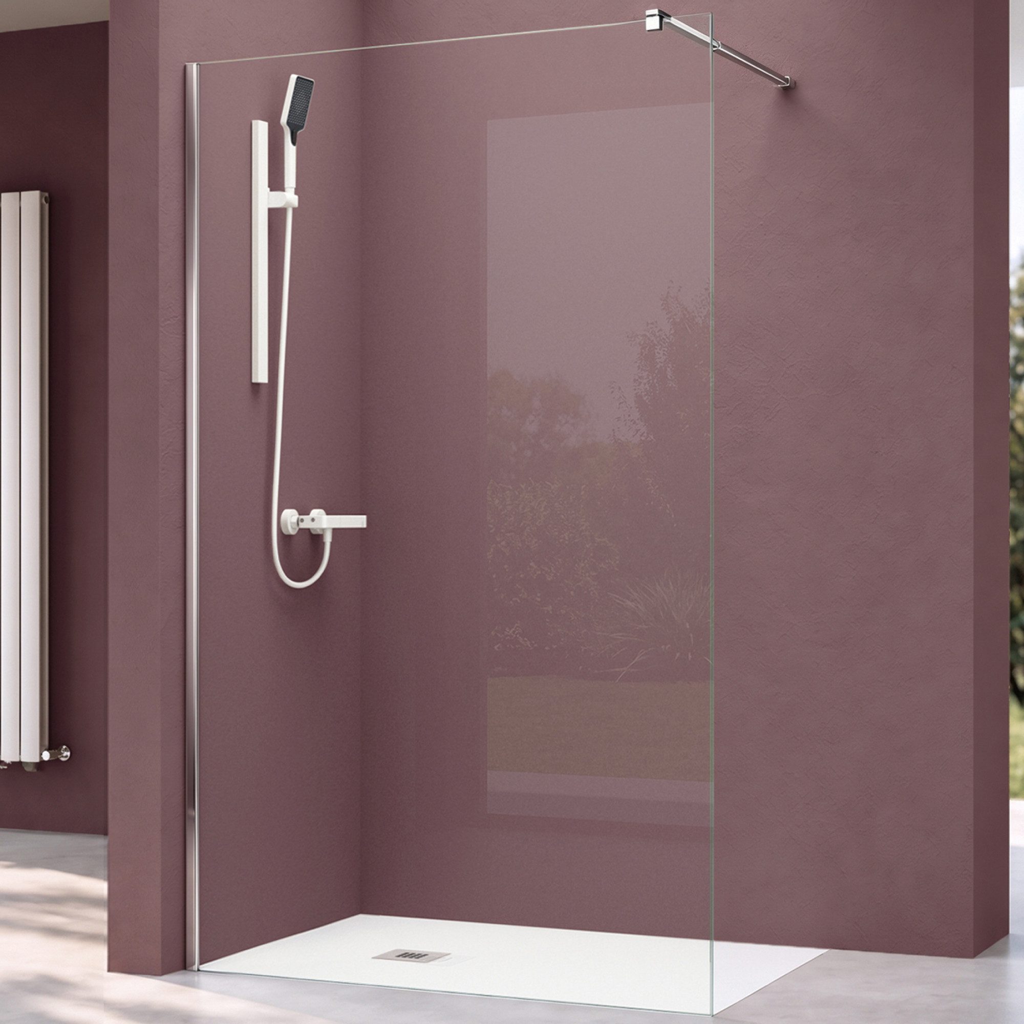 doporro Walk-in-Dusche Duschabtrennung Duschwand 8/10mm ESG NANO Profil verstellbar H:200cm, Einscheibensicherheitsglas, Hochwertige Aluminiumprofile, links oder rechts Montage möglich