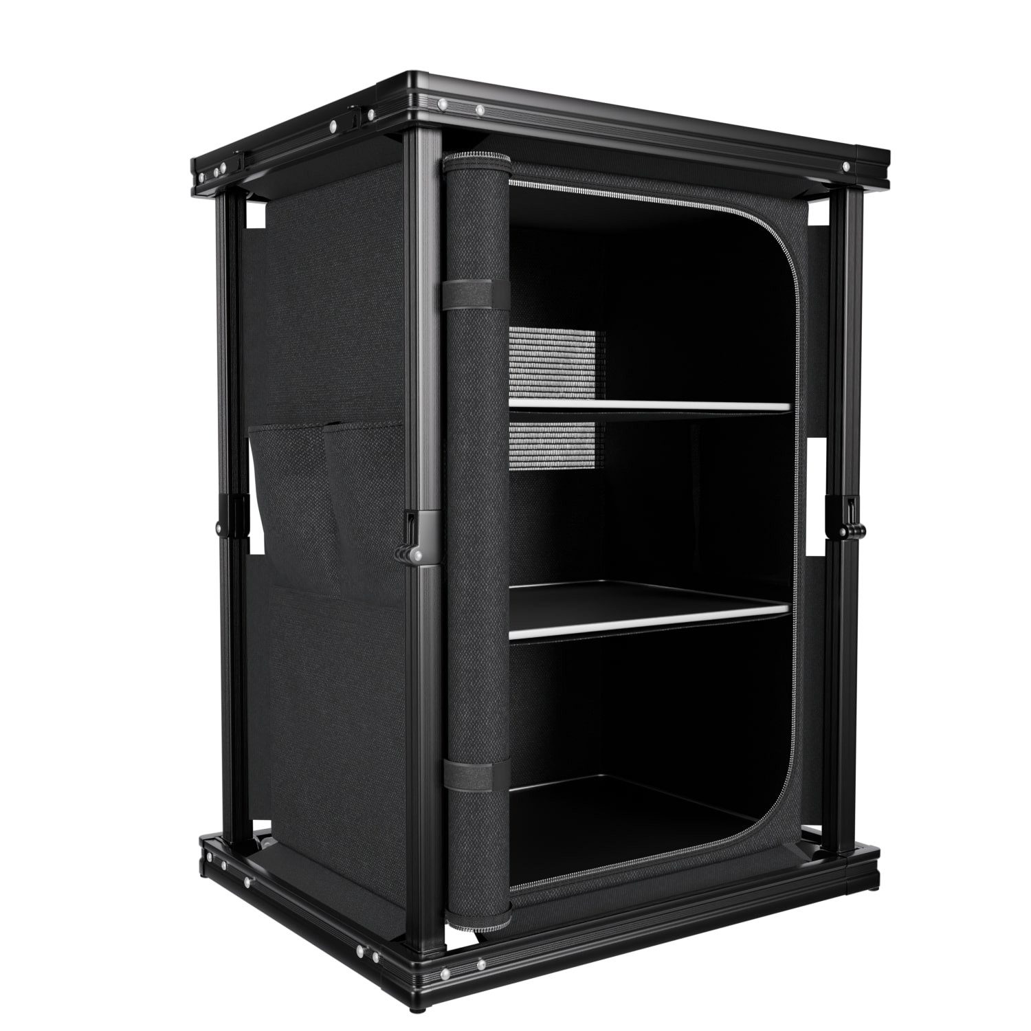 24Move Campingschrank Campingküche BERGAMO faltbar, Aluminium Reiseküche mit Staufächern (Aluminium Reiseküche mit Staufächern, Campingküche BERGAMO faltbar) Stabil, kompakt, mit Stauraum, leicht transportierbar, pflegeleicht