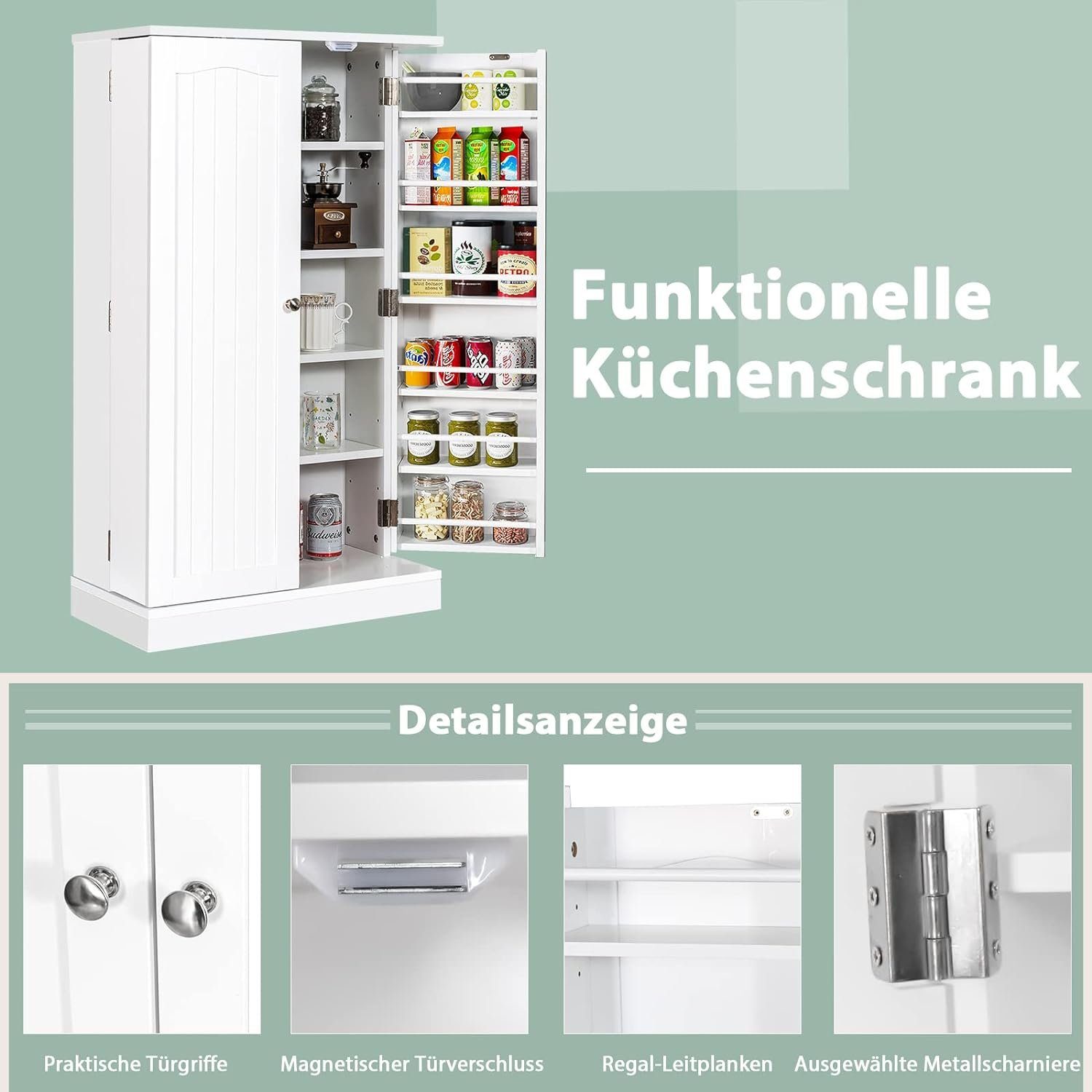 KOMFOTTEU Mehrzweckschrank Küchenschrank Vorratschrank mit Türablagen günstig online kaufen