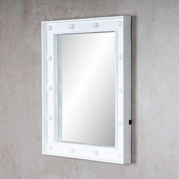 Levandeo® Wandspiegel, Wandspiegel LED Spiegel Weiß 39x49cm Wanddeko Schminkspiegel Mit