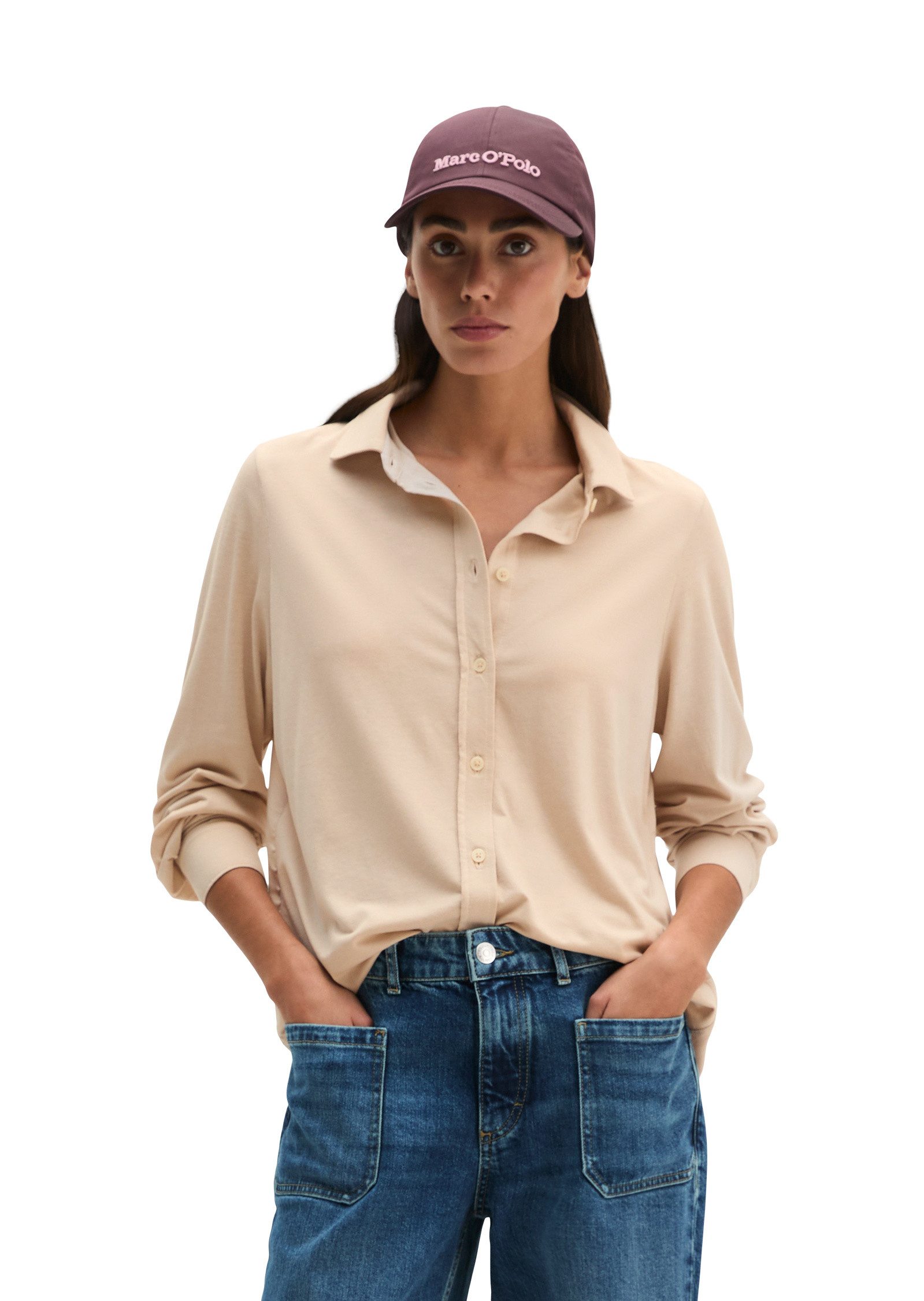 Marc O'Polo Langarmbluse aus hochwertigem Material-Mix