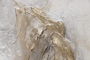 YS-Art Gemälde Berggipfel, Struktur Leinwand Bild Handgemalt mit Rahmen in Gold