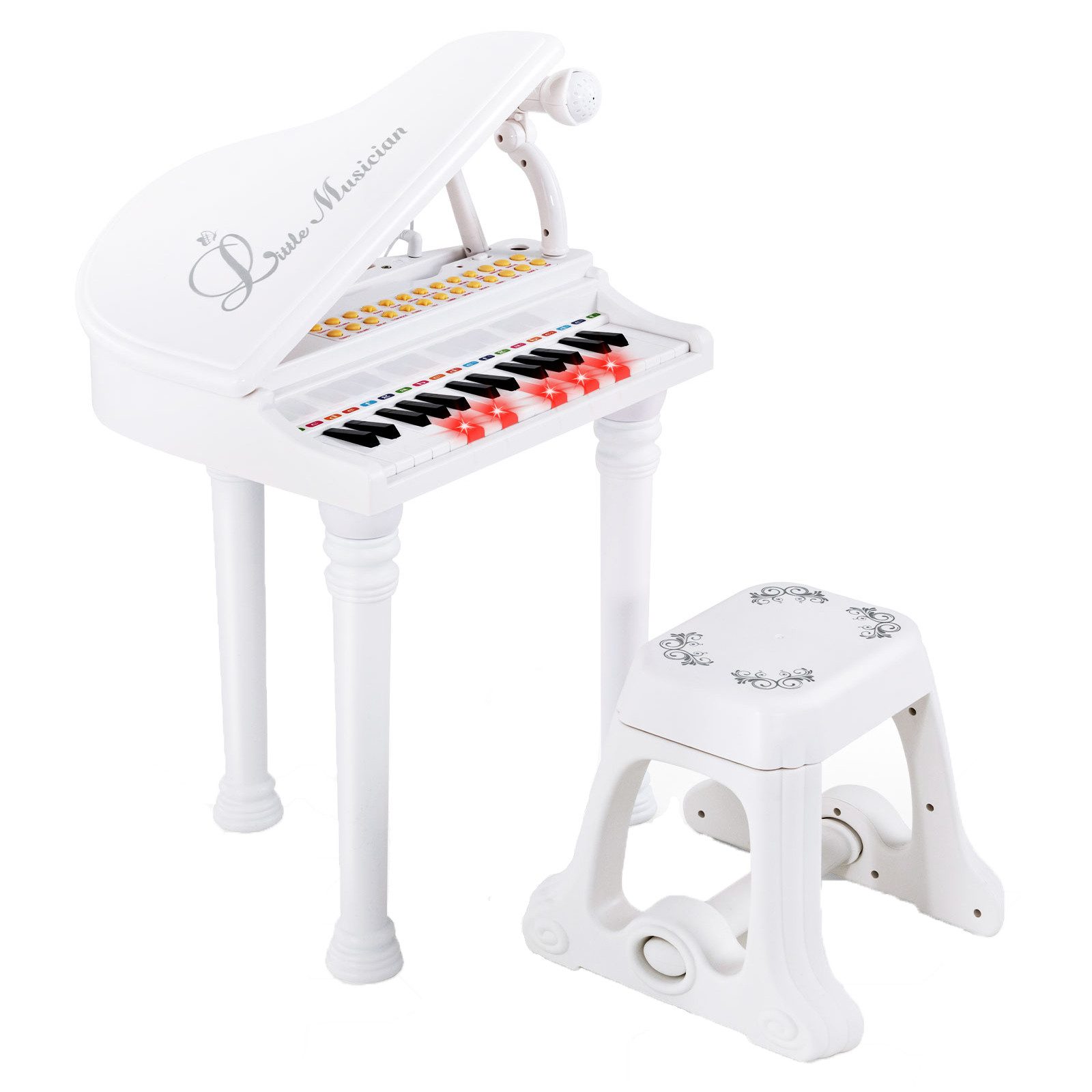 COSTWAY Spielzeug-Musikinstrument 31 Tasten Keyboard, mit Hocker & Mikrofon günstig online kaufen