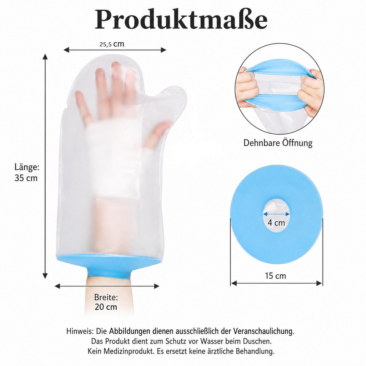 COOL-i ® Protektorenjacke Duschschutz für Arm & Bein, Beine mit Antirutschpads, Wasserdichte Schutzhülle ohne Ring, Wiederverwendbare – Bild 2 von 3