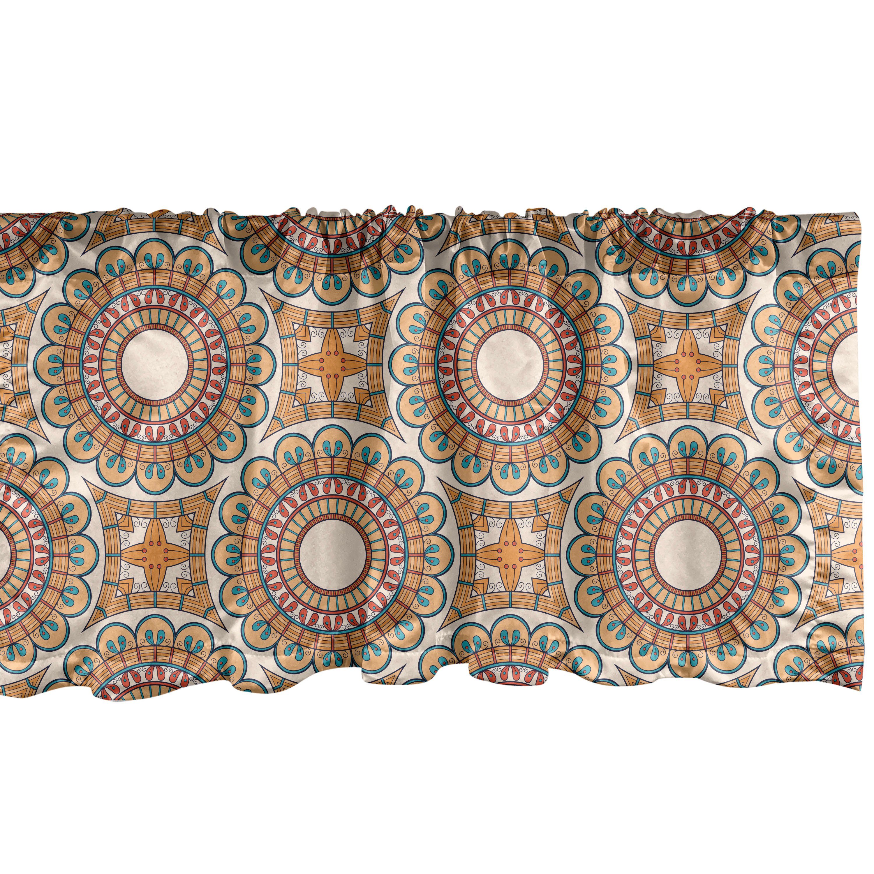 Scheibengardine Vorhang Volant für Küche Schlafzimmer Dekor mit Stangentasche, Abakuhaus, Microfaser, Abstrakt Ethnische Bunte Elemente