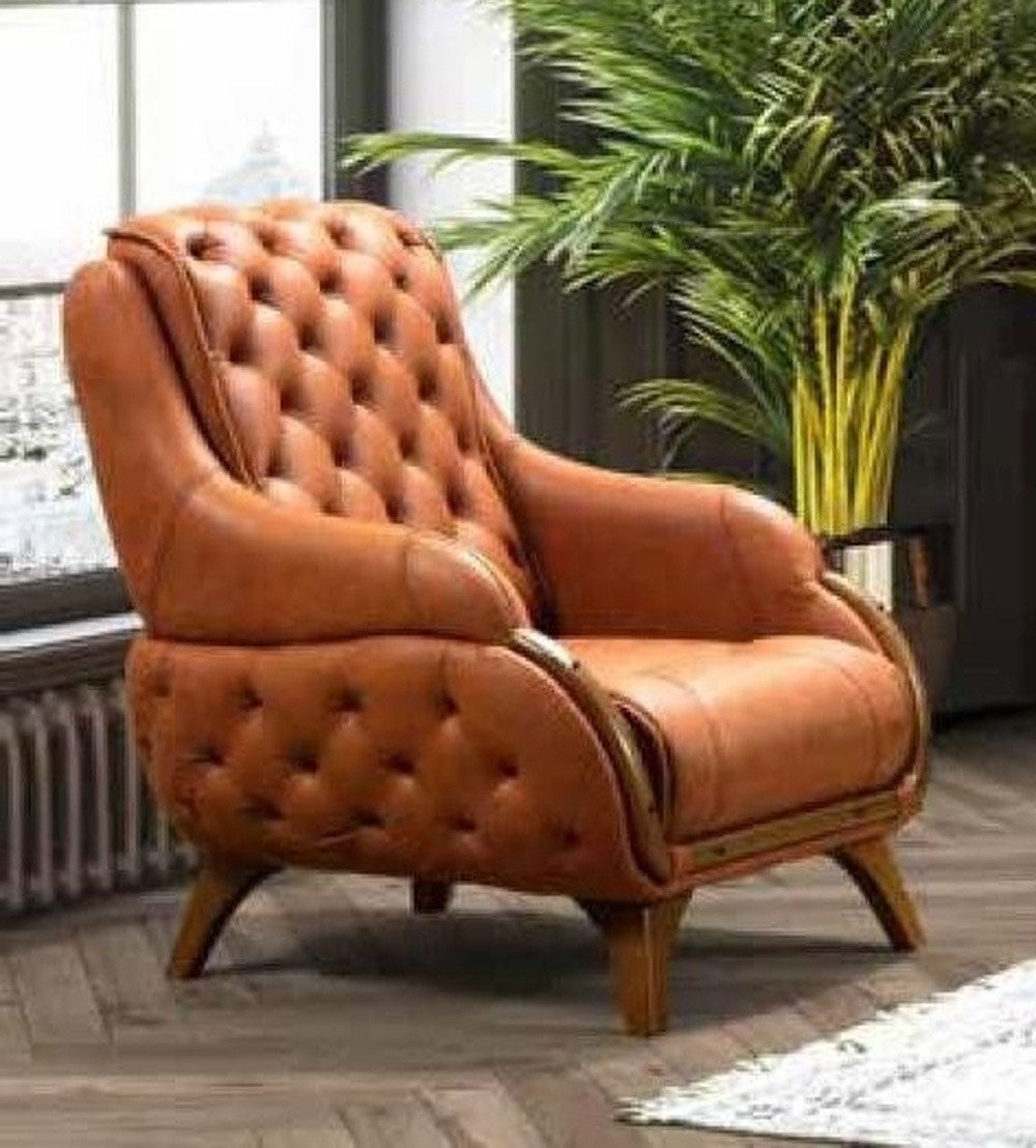 Xlmoebel Loungesessel Einzelner Relaxsessel im luxuriösen Lederdesign mit modernem Stil (Sessel), Hergestellt in Europa