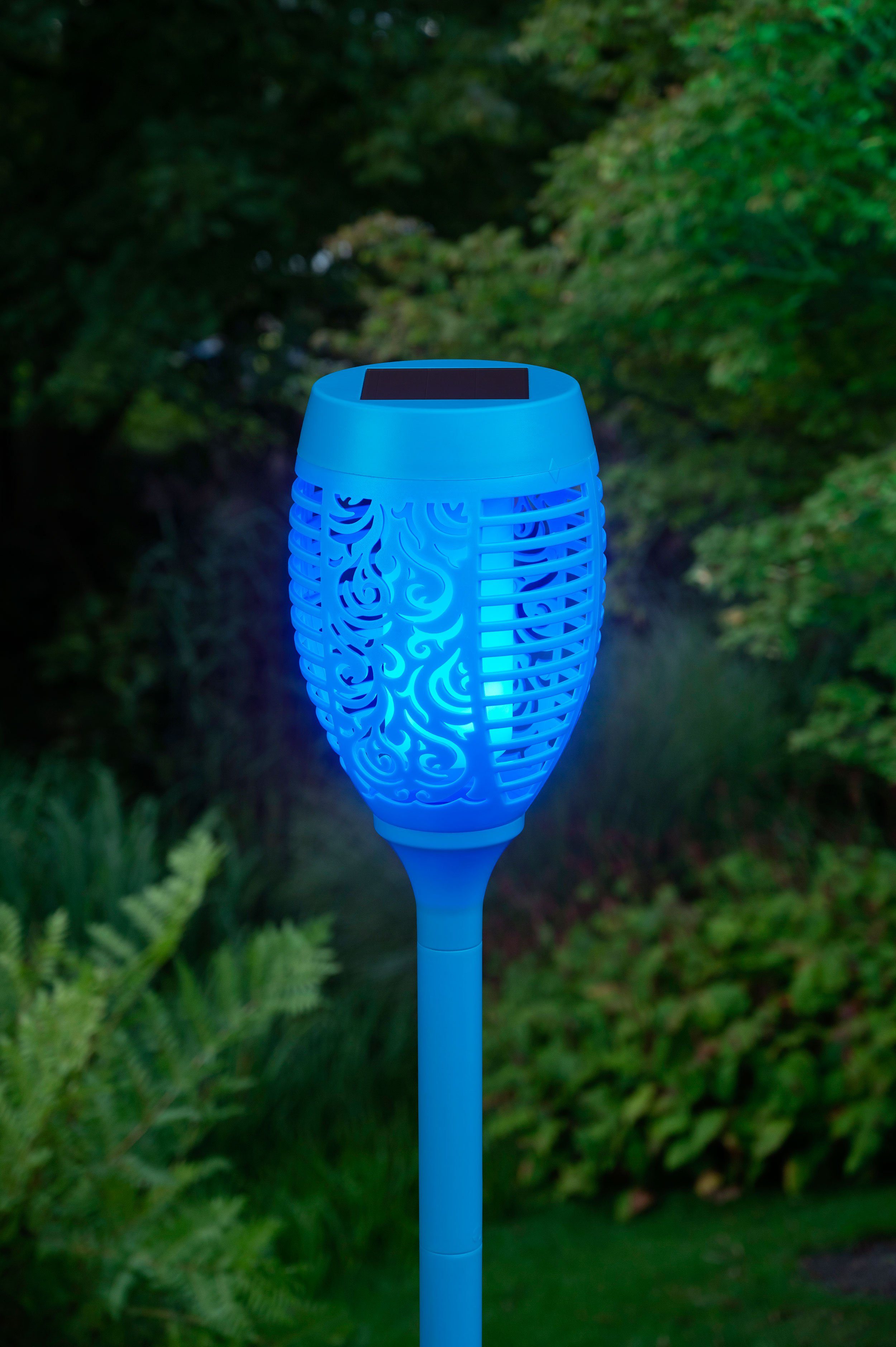 kamelshopping LED Gartenfackel Solarleuchten für Außen, bunte Gartenfackel mit Flammeneffekt, LED fest integriert, bunt, wasserdicht, Dämmerungssensor, ca. 72 cm hoch, bunt